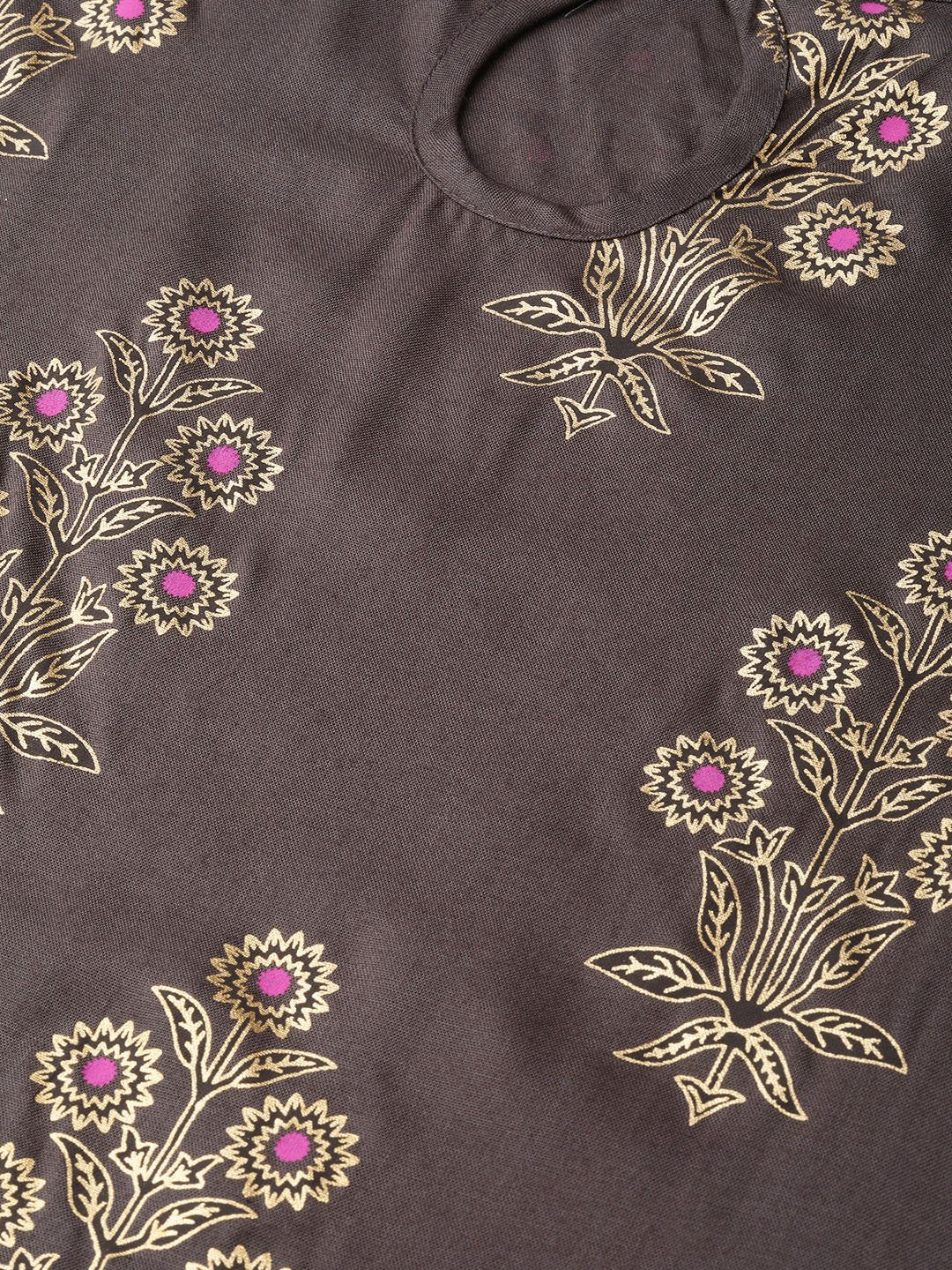 Grey Gold Printed Kurta Set With Skirt | LASVINI - Redefining Indian Fashion with Elegance