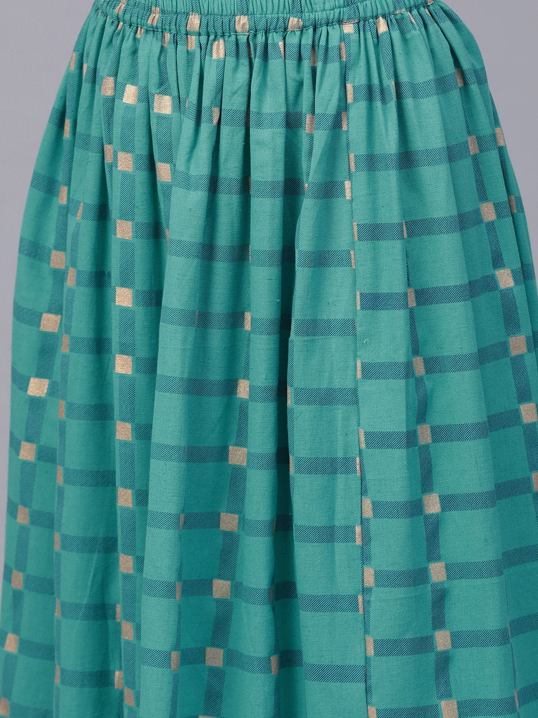 Rama Green Gold Printed Kurta Set With Skirt | LASVINI - Redefining Indian Fashion with Elegance