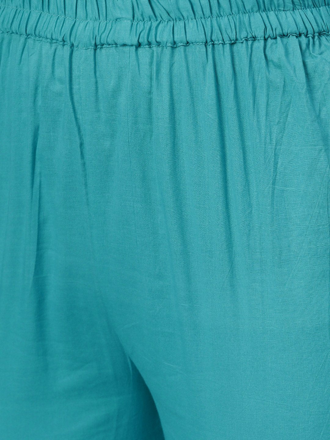 Mustard Printed Straight Cotton Kurta Set With Blue Pant | LASVINI - Redefining Indian Fashion with Elegance