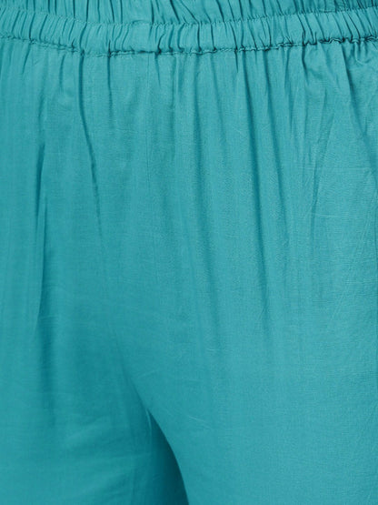 Mustard Printed Straight Cotton Kurta Set With Blue Pant | LASVINI - Redefining Indian Fashion with Elegance