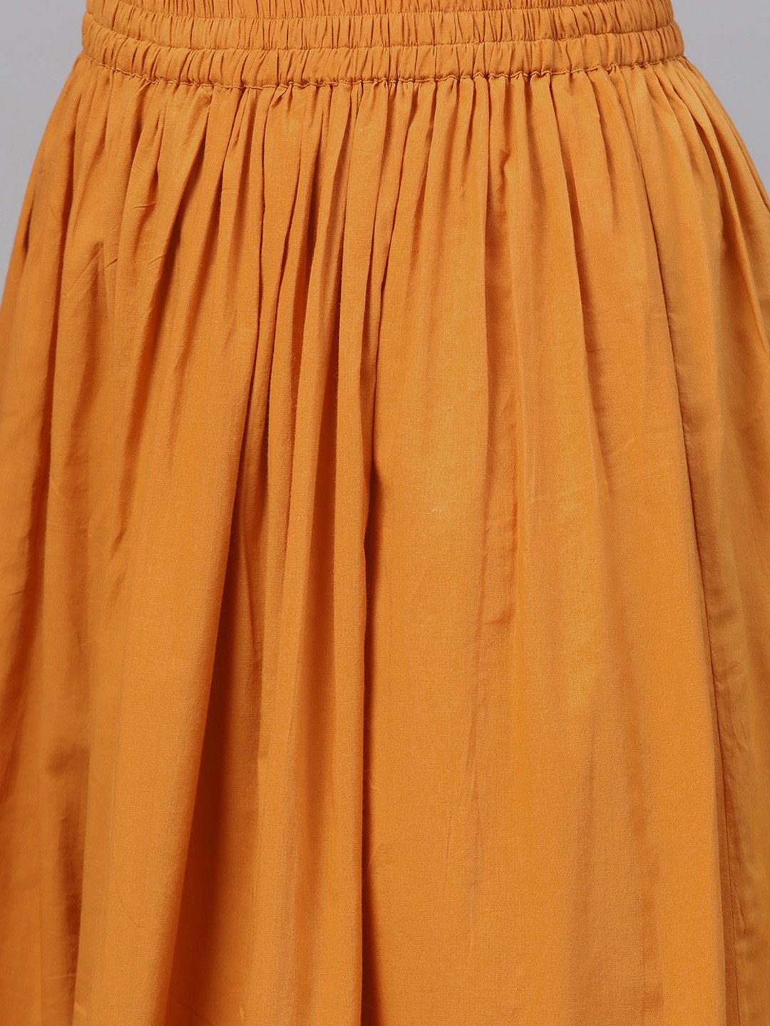 Pastel Green Multi Colored Printed Kurta Set With Solid Yellow Skirt | LASVINI - Redefining Indian Fashion with Elegance