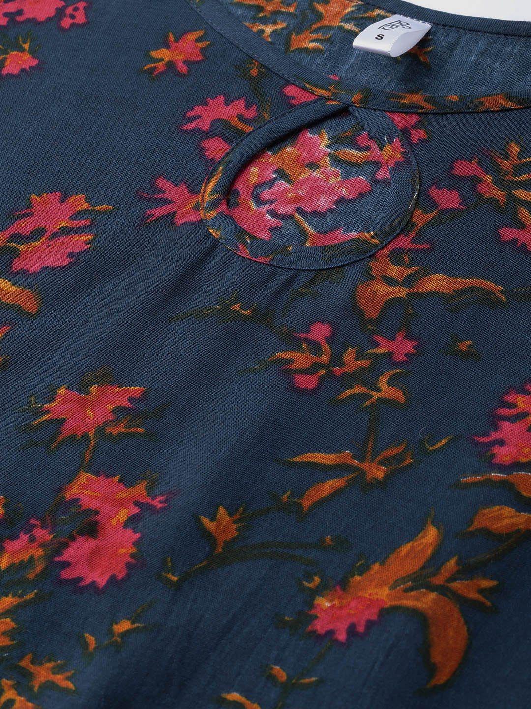 Teal Blue & Yellow Multi Colored Floral Printed Kurta Set With Skirt | LASVINI - Redefining Indian Fashion with Elegance