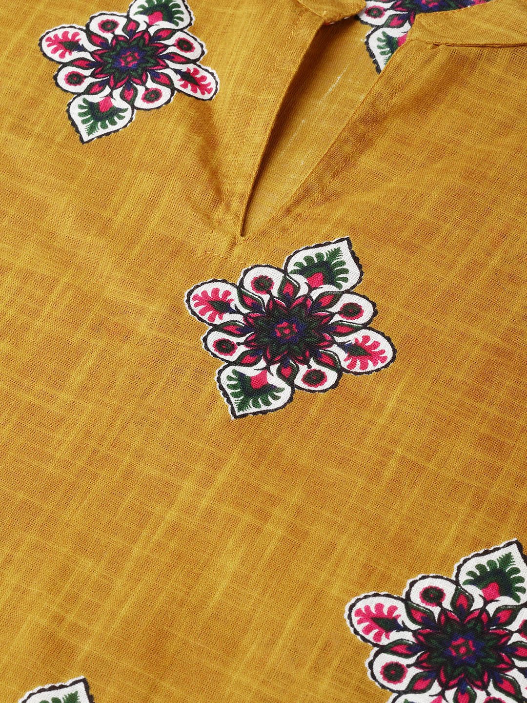 Mustard & Navy Blue Straight Printed Kurta Set With Skirt | LASVINI - Redefining Indian Fashion with Elegance