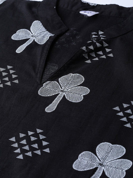 Black & Grey Straight Kurta Set With Striped Pant | LASVINI - Redefining Indian Fashion with Elegance