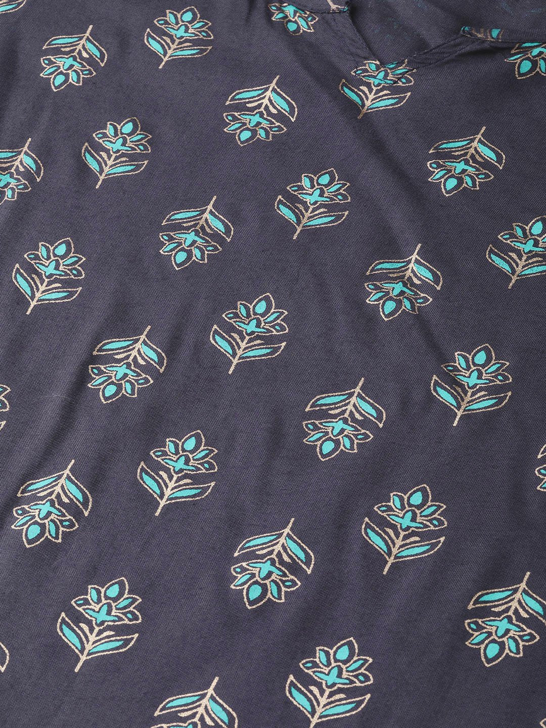 Grey Printed Straight Kurta Set With Mango Checked Skirt | LASVINI - Redefining Indian Fashion with Elegance