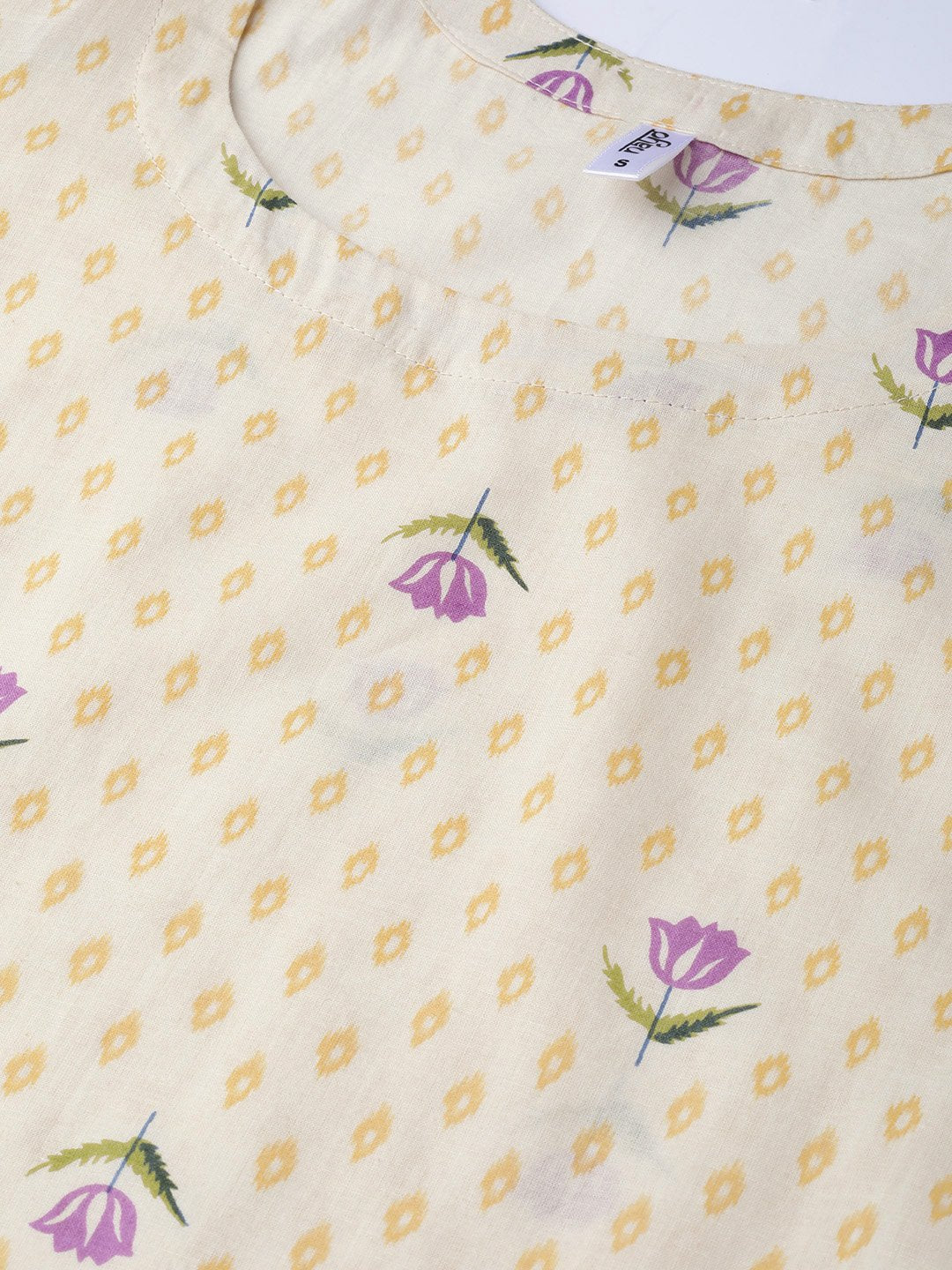 Off White & Lavender Printed Kurta Set With Sharara And Dupatta | LASVINI - Redefining Indian Fashion with Elegance