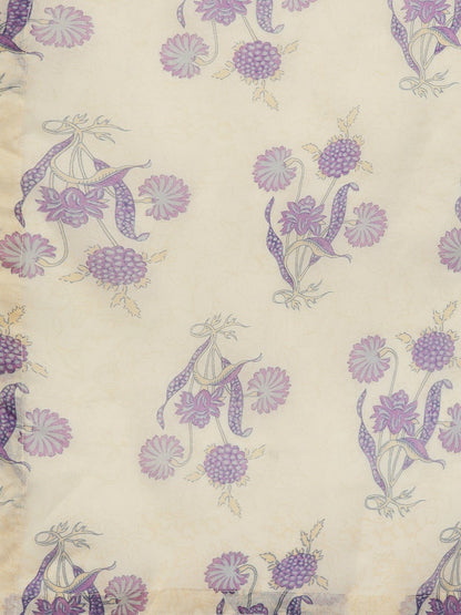 Off White & Lavender Printed Kurta Set With Sharara And Dupatta | LASVINI - Redefining Indian Fashion with Elegance