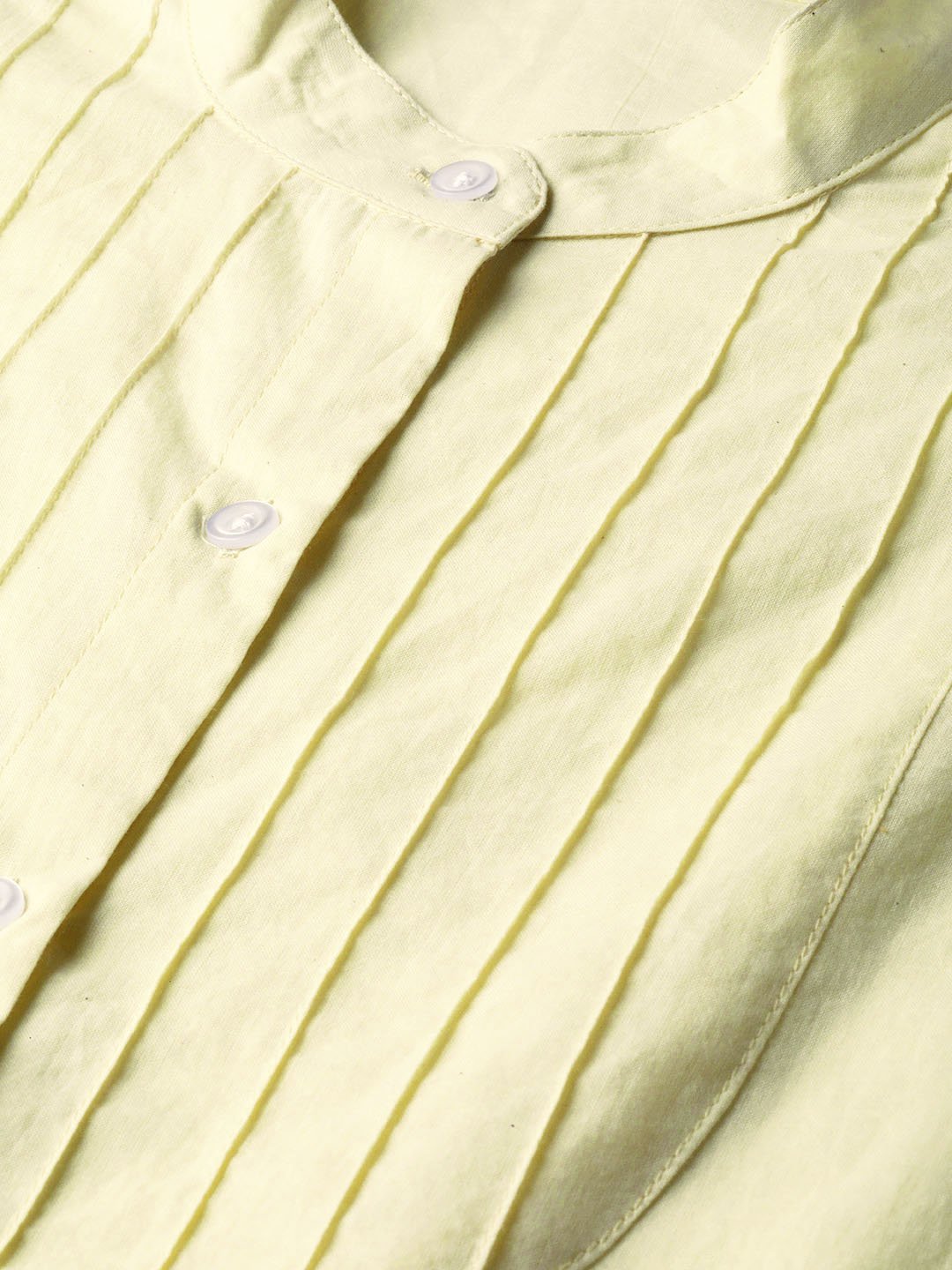 Solid Lime Yellow Top With Detailed Sleeves | LASVINI - Redefining Indian Fashion with Elegance