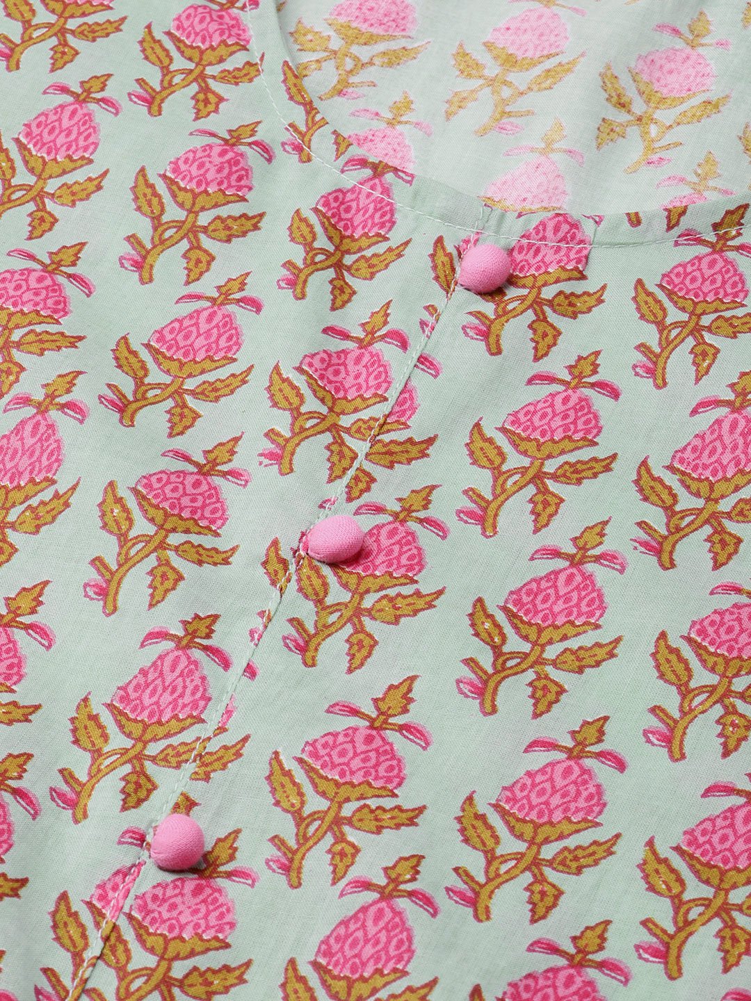 Green & Pink Printed Kurta Set With Palazzo & Dupatta | LASVINI - Redefining Indian Fashion with Elegance