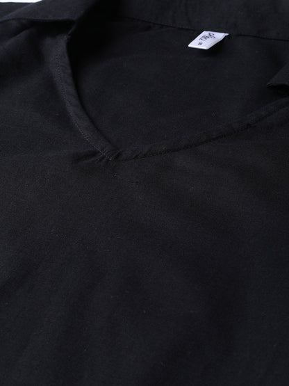 Solid Black Kurta & Pallazo With Grey & Black Chevron Printed Dupatta | LASVINI - Redefining Indian Fashion with Elegance