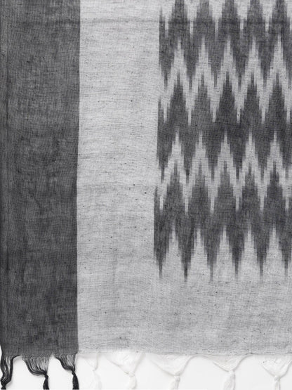 Solid Black Kurta & Pallazo With Grey & Black Chevron Printed Dupatta | LASVINI - Redefining Indian Fashion with Elegance