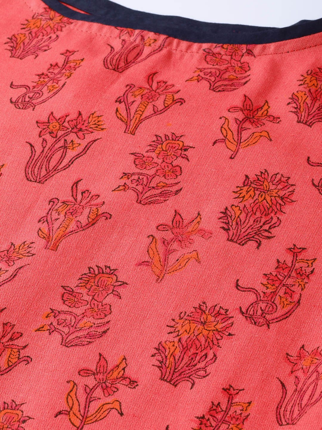 Red Printed Straight Kurta With Round Neck & 3/4 Sleeves | LASVINI - Redefining Indian Fashion with Elegance