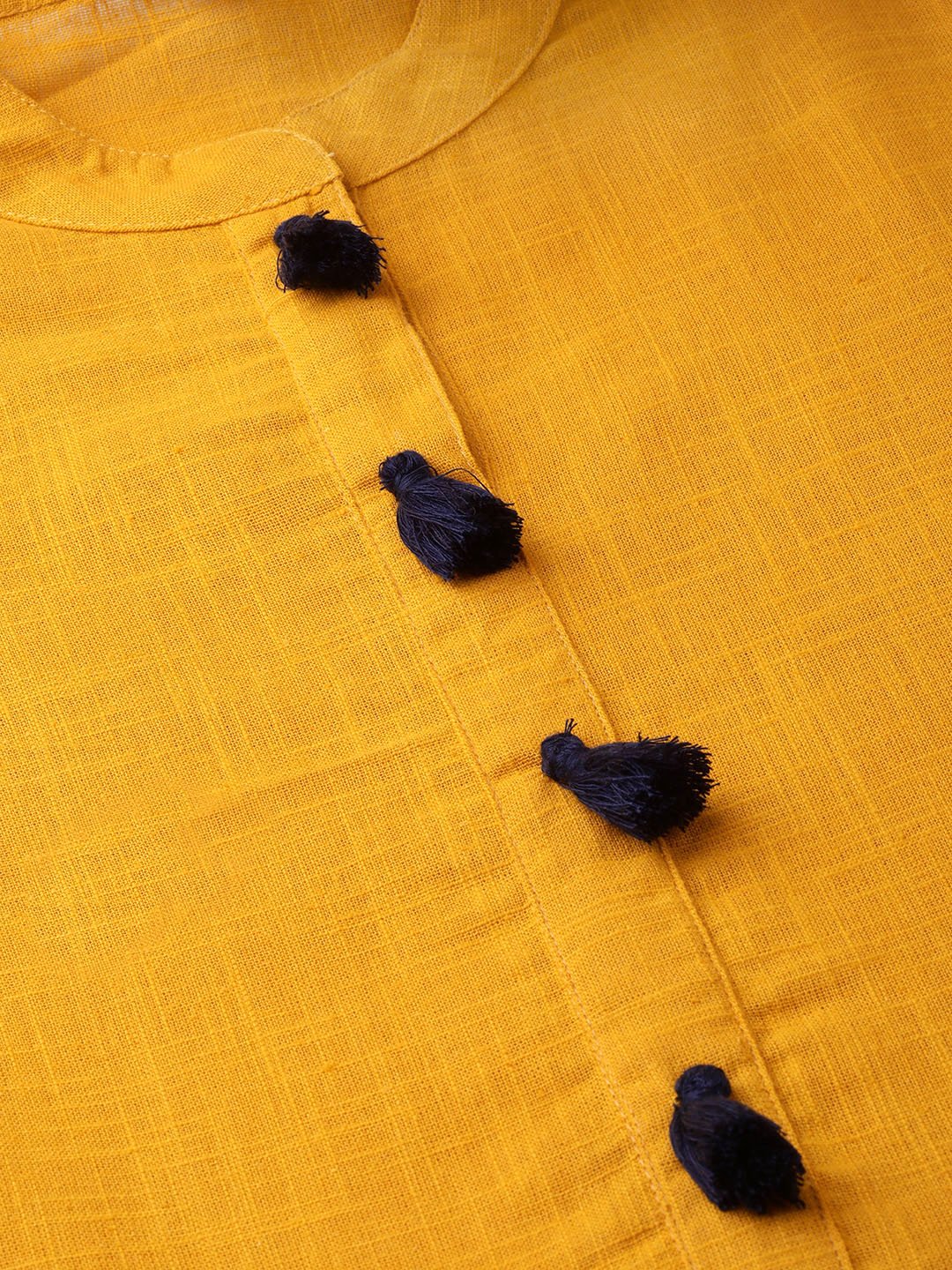 Women Mustard & Black Solid Fit And Flare Dress | LASVINI - Redefining Indian Fashion with Elegance