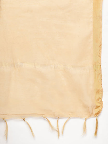 Women Pink & Gold Straight Ethnic Motifs Printed Kurta And Trousers Set | LASVINI - Redefining Indian Fashion with Elegance