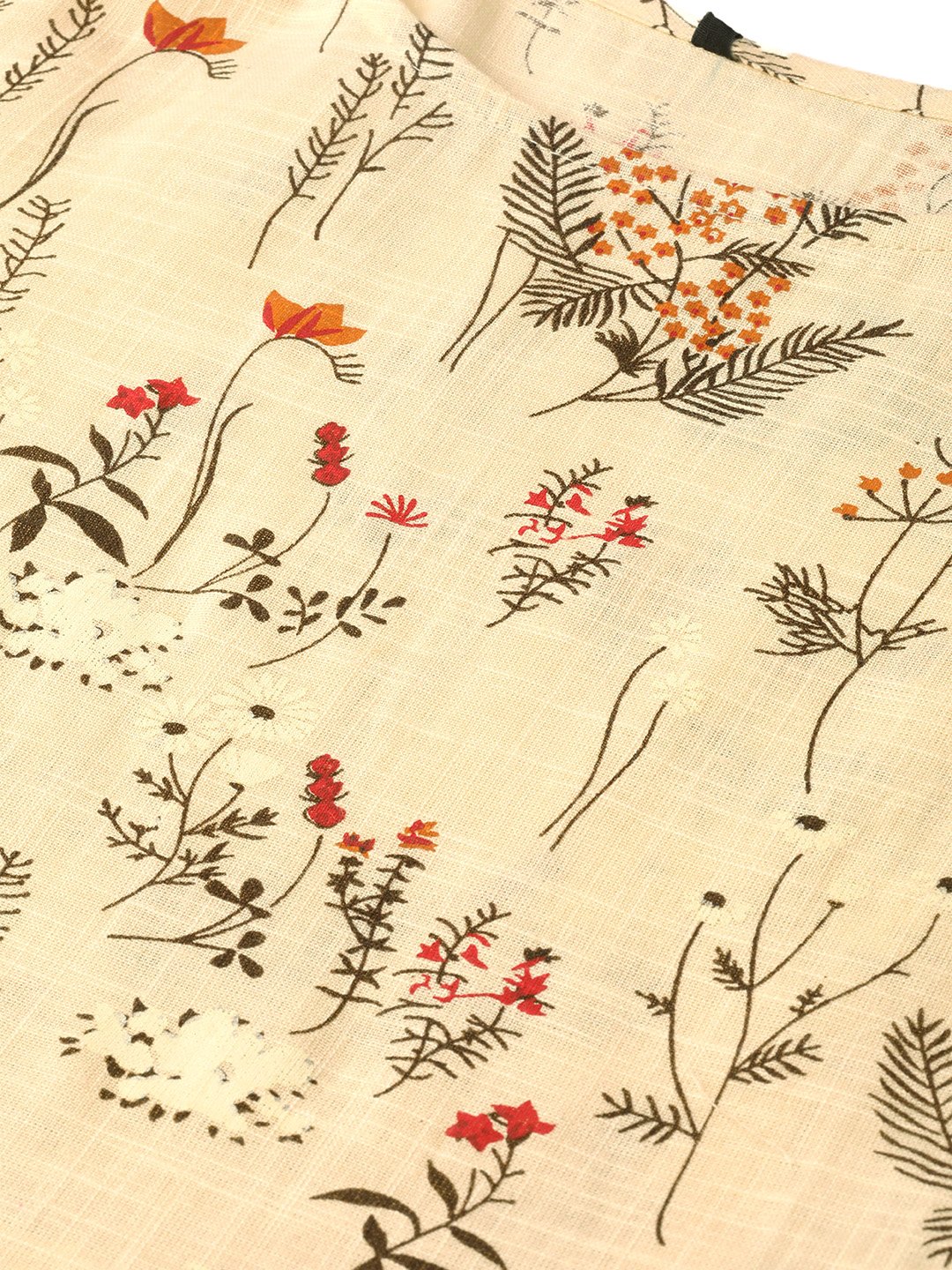 Women Cream & Orange Floral Printed Maxi Dress | LASVINI - Redefining Indian Fashion with Elegance