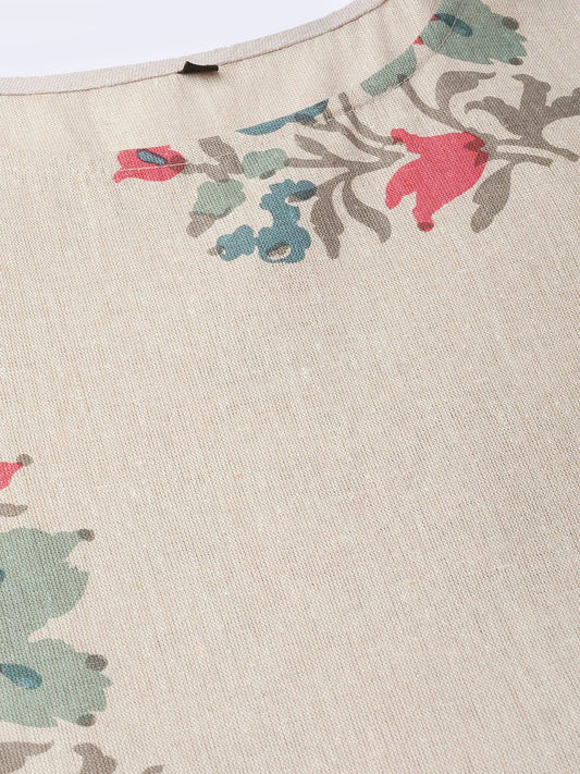 Women Cream & Coral Floral Printed Maxi Dress | LASVINI - Redefining Indian Fashion with Elegance