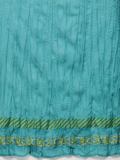 Women Green & Blue Straight Ethnic Motifs Printed Kurta And Palazzos Set | LASVINI - Redefining Indian Fashion with Elegance