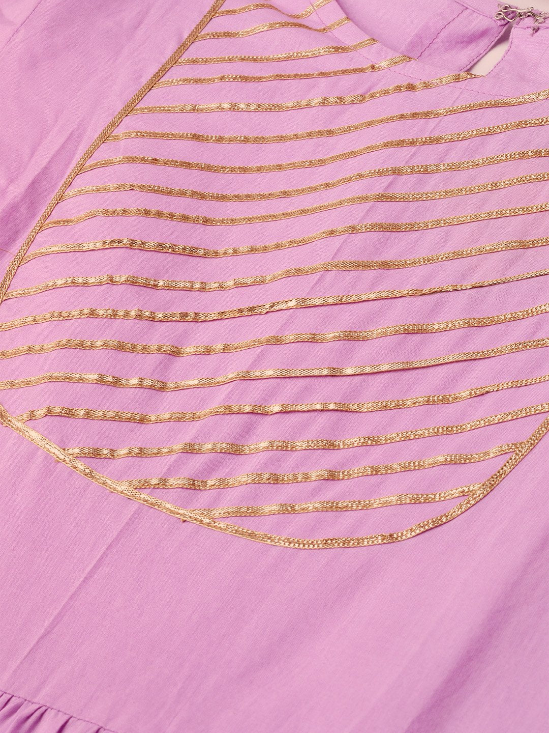 Women Lavender & Gold Solid Maxi Dress | LASVINI - Redefining Indian Fashion with Elegance