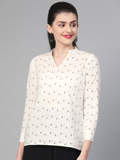 Women White & Balck Printed Shirt | LASVINI - Redefining Indian Fashion with Elegance