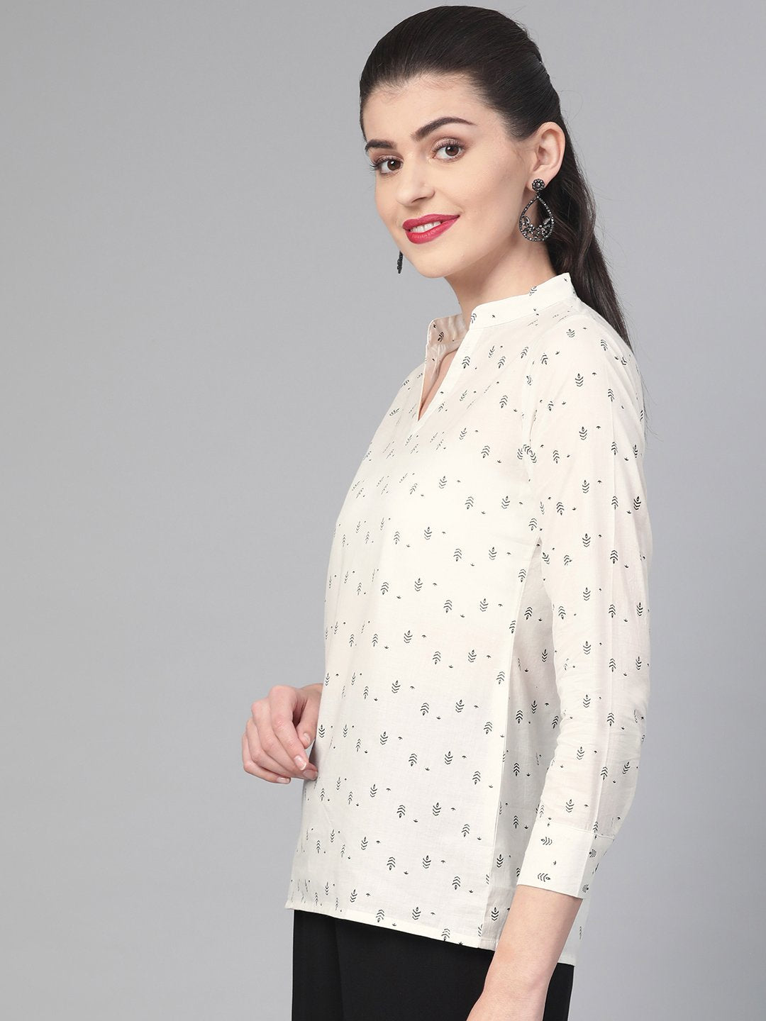 Women White & Balck Printed Shirt | LASVINI - Redefining Indian Fashion with Elegance
