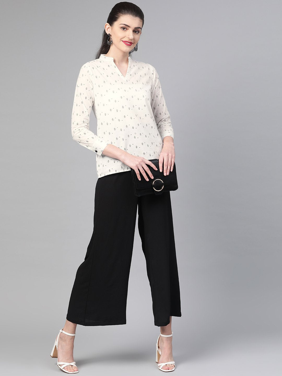 Women White & Balck Printed Shirt | LASVINI - Redefining Indian Fashion with Elegance