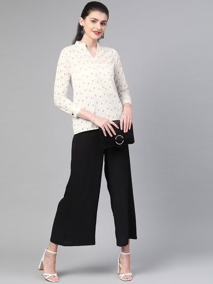 Women White & Balck Printed Shirt | LASVINI - Redefining Indian Fashion with Elegance