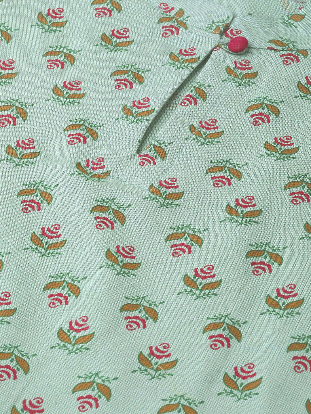 Women Green & Mauve Cotton Straight Floral Printed Kurta | LASVINI - Redefining Indian Fashion with Elegance