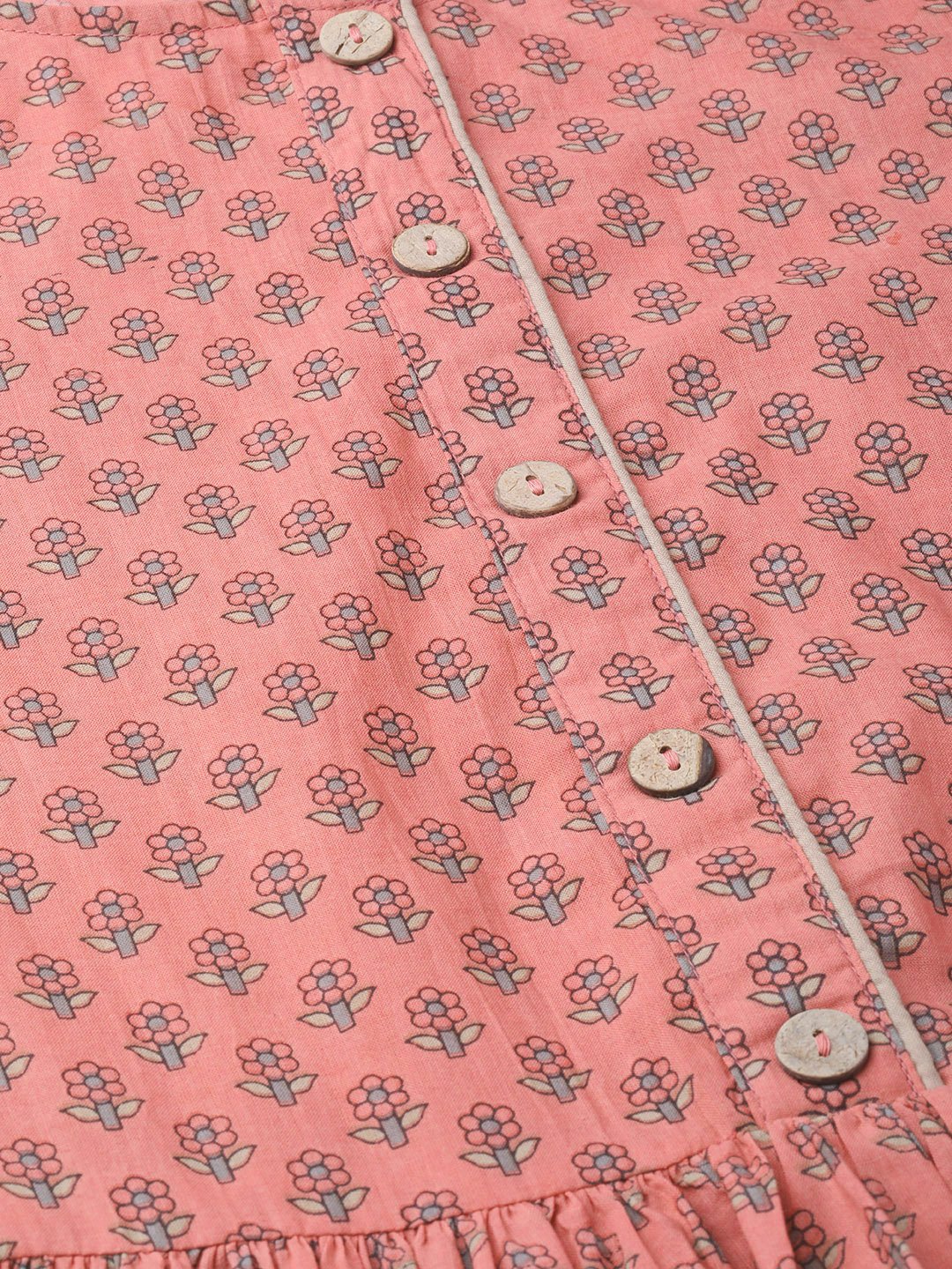 Women Peach & Floral Printed A-Line Dress | LASVINI - Redefining Indian Fashion with Elegance