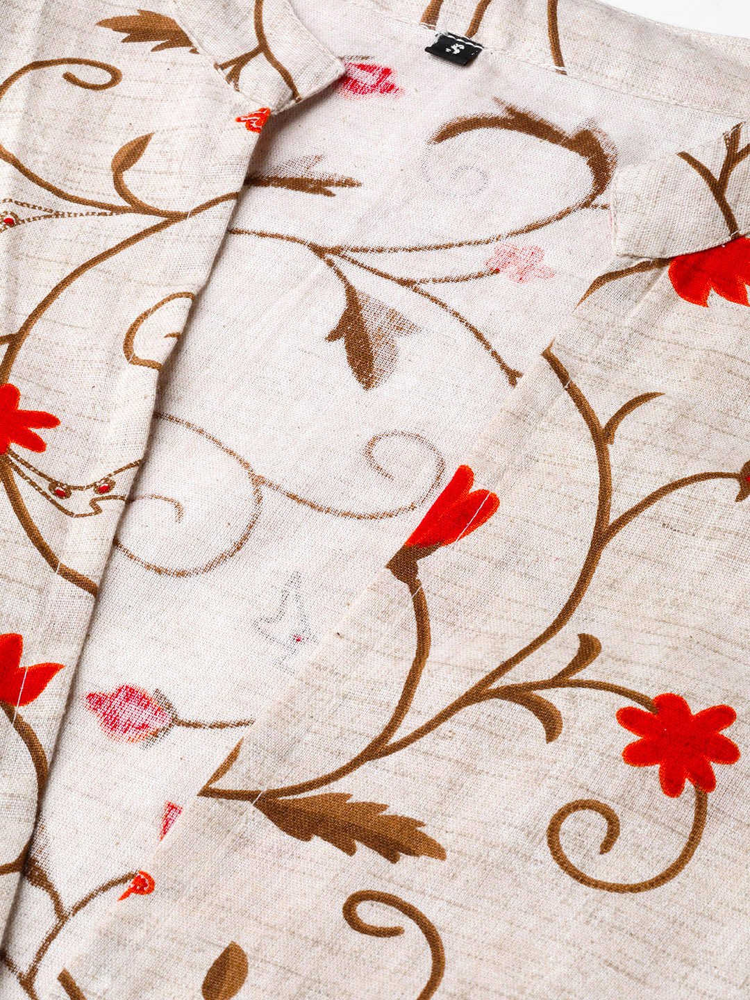 Women Red & Beige Floral Printed Maxi Dress | LASVINI - Redefining Indian Fashion with Elegance