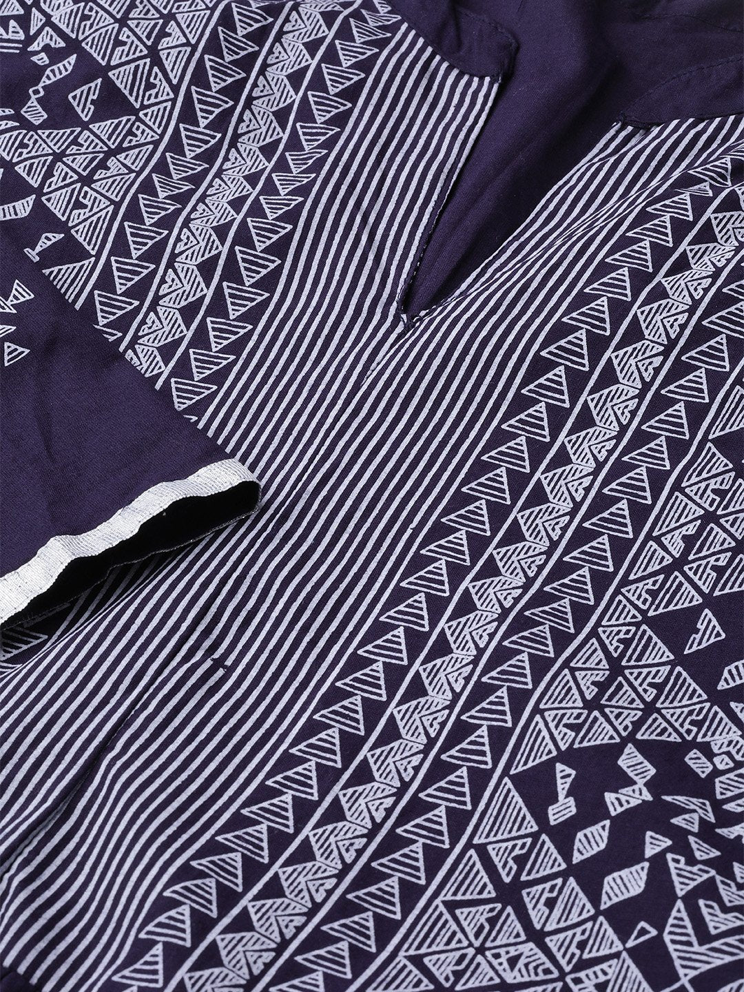 Women Navy Blue & White Tribal Printed Fit And Flare Dress | LASVINI - Redefining Indian Fashion with Elegance