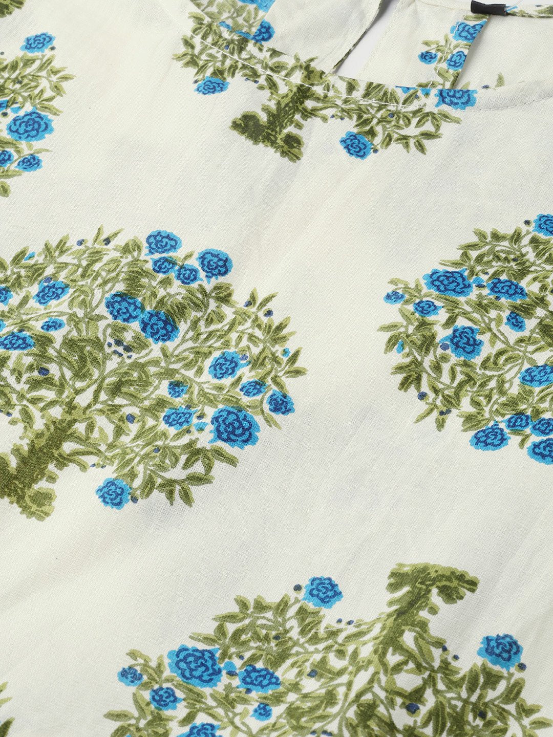 Women White & Blue A-Line Bell Sleeve Maxi Dress | LASVINI - Redefining Indian Fashion with Elegance