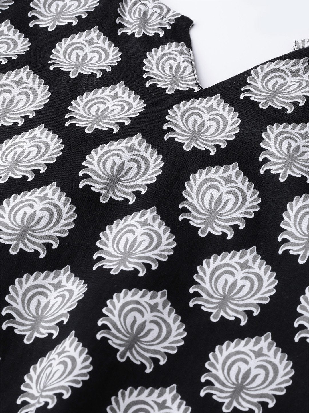 Women Black & White Straight Ethnic Motifs Printed Kurta And Palazzos Set With Dupatta | LASVINI - Redefining Indian Fashion with Elegance