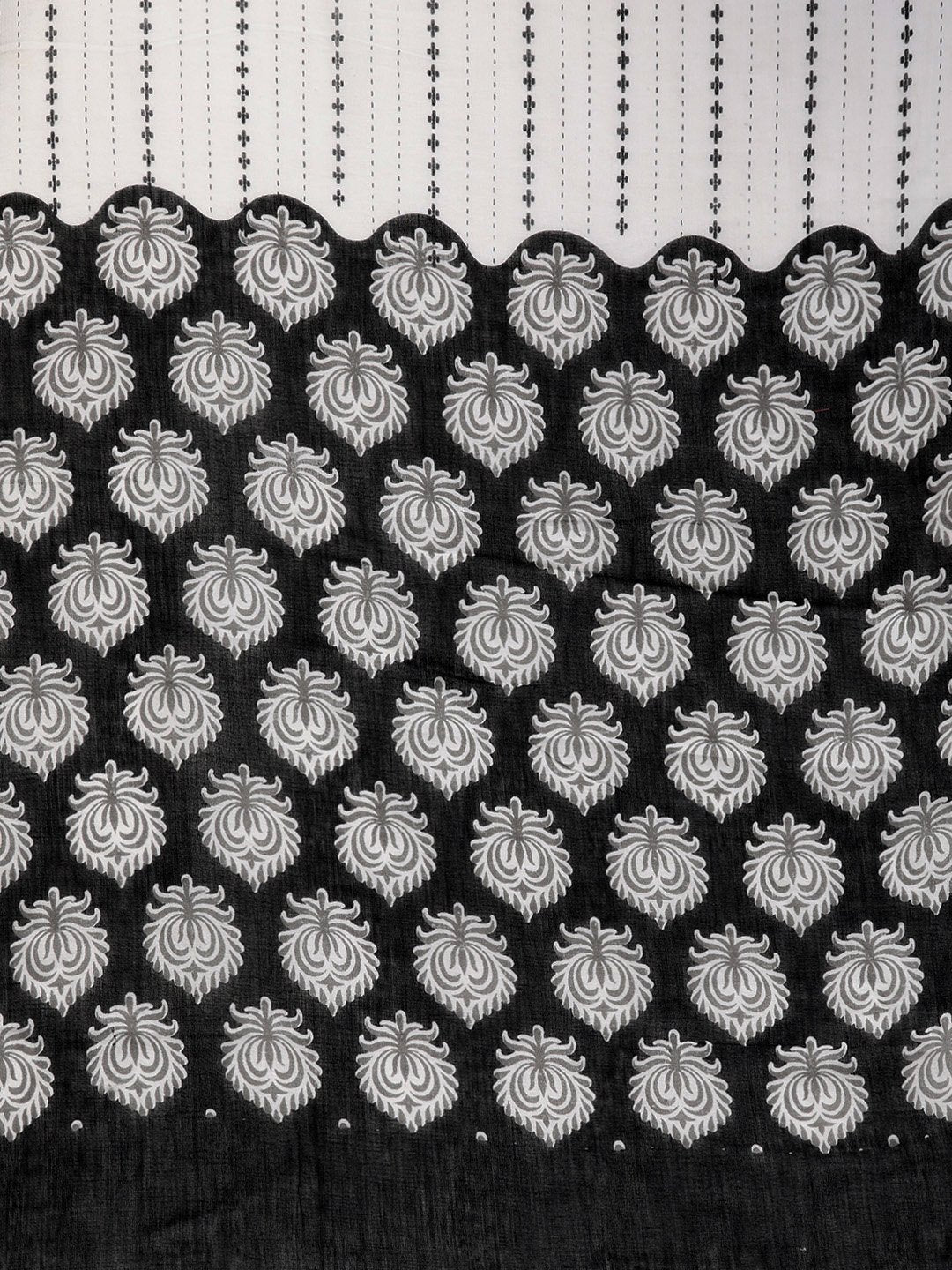 Women Black & White Straight Ethnic Motifs Printed Kurta And Palazzos Set With Dupatta | LASVINI - Redefining Indian Fashion with Elegance