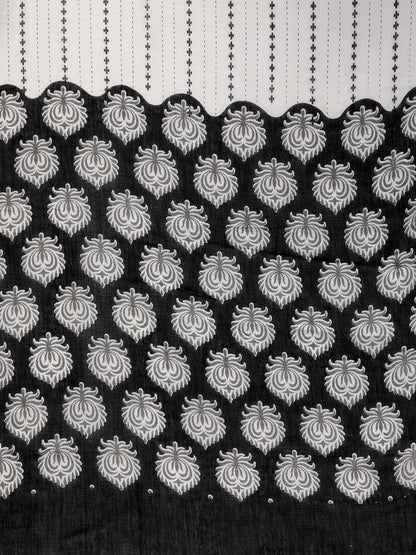 Women Black & White Straight Ethnic Motifs Printed Kurta And Palazzos Set With Dupatta | LASVINI - Redefining Indian Fashion with Elegance