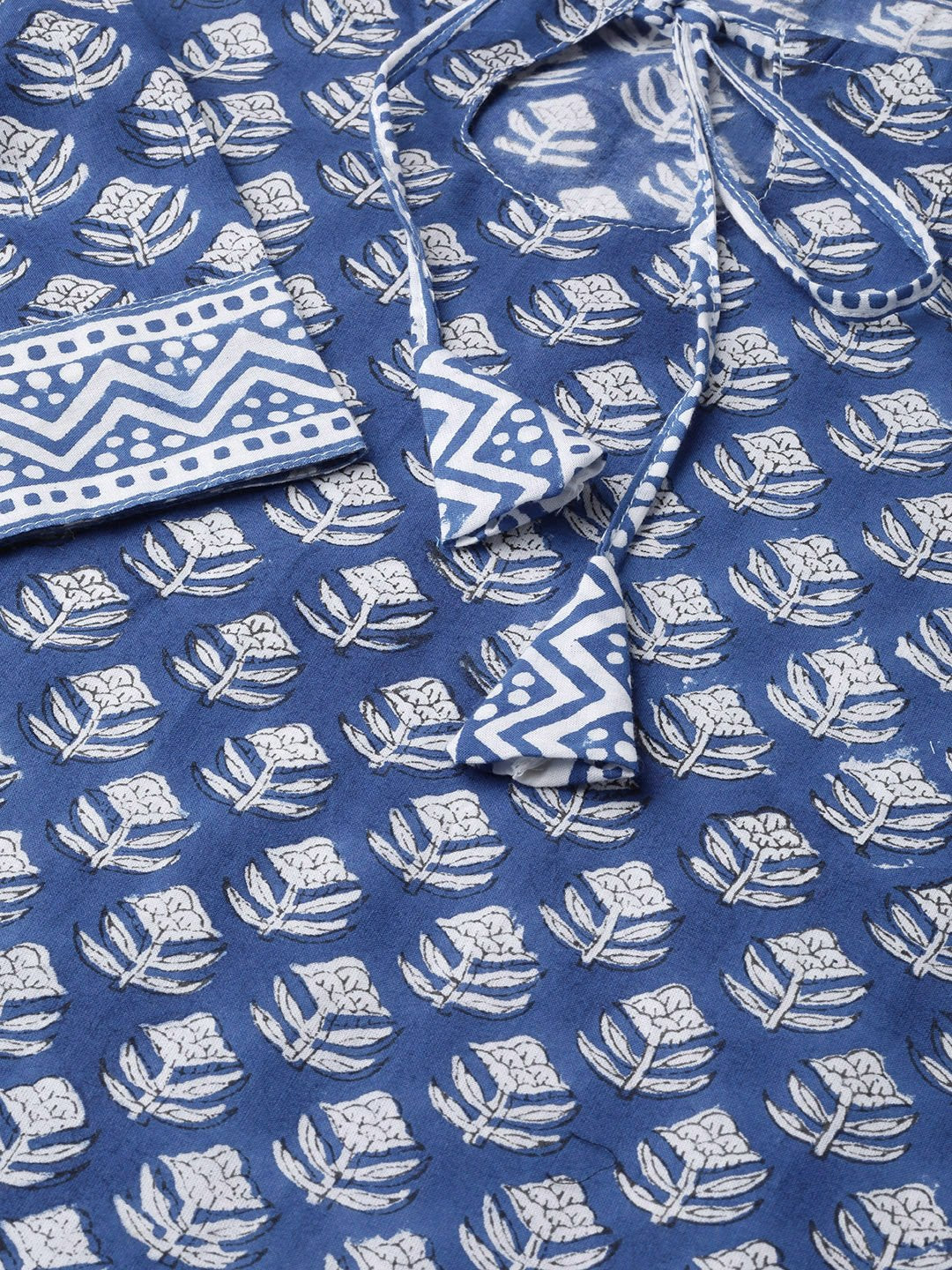 Women Blue & White Straight Floral Printed Kurta And Palazzos Set With Dupatta | LASVINI - Redefining Indian Fashion with Elegance