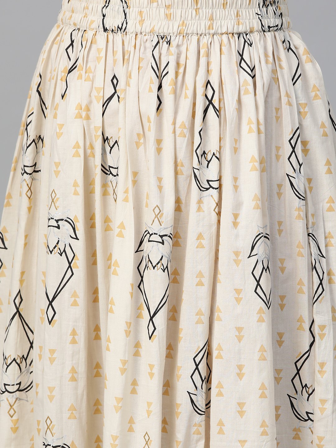 Women Rust & Beige Straight Ethnic Motifs Printed Kurta And Skirt Set | LASVINI - Redefining Indian Fashion with Elegance