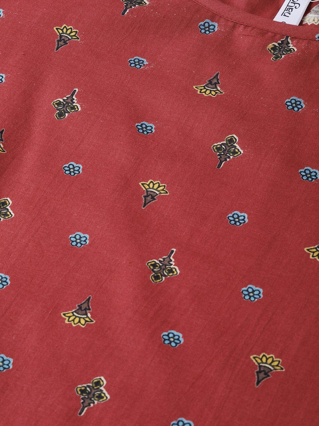 Women Maroon & Navy Blue Straight Floral Printed Kurta And Skirt Set | LASVINI - Redefining Indian Fashion with Elegance