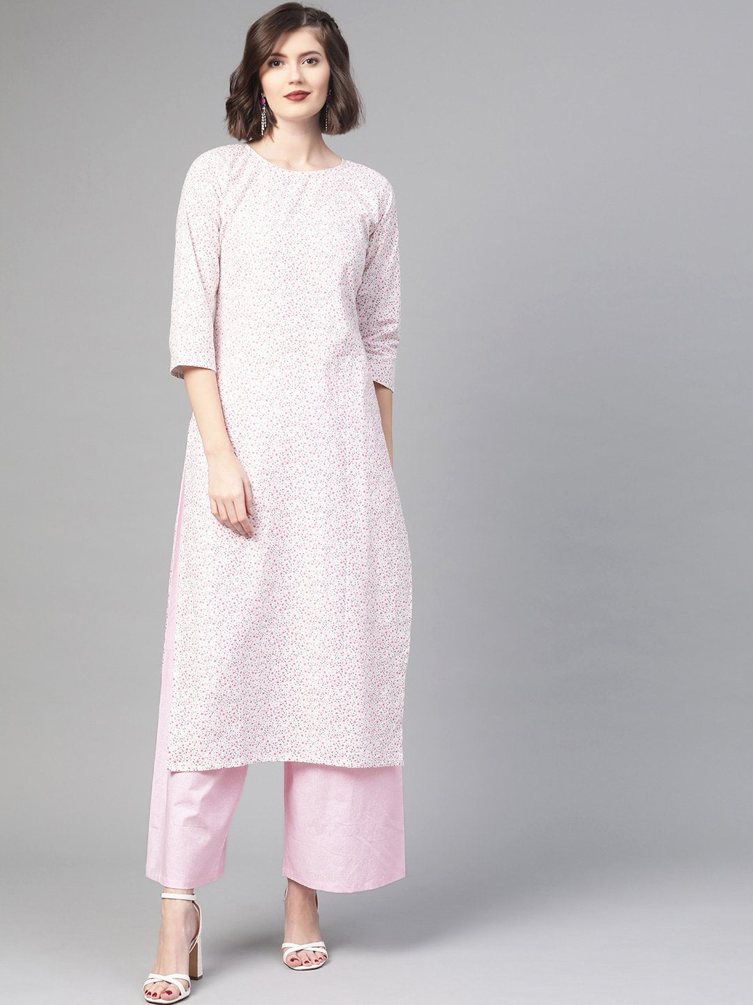Women Pink & Multi Straight Floral Printed Kurta And Palazzo Set | LASVINI - Redefining Indian Fashion with Elegance