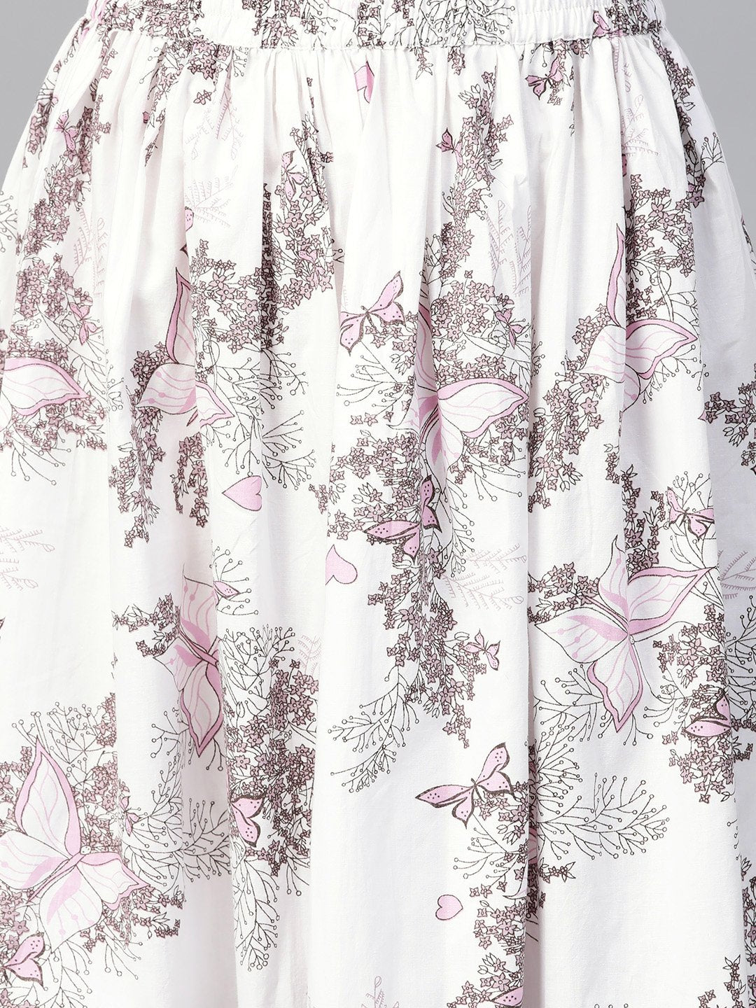 Women Pink & Grey Straight Floral Printed Kurta And Skirt Set | LASVINI - Redefining Indian Fashion with Elegance