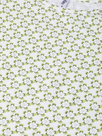 Women White & Green Straight Floral Printed Kurta And Skirt Set | LASVINI - Redefining Indian Fashion with Elegance