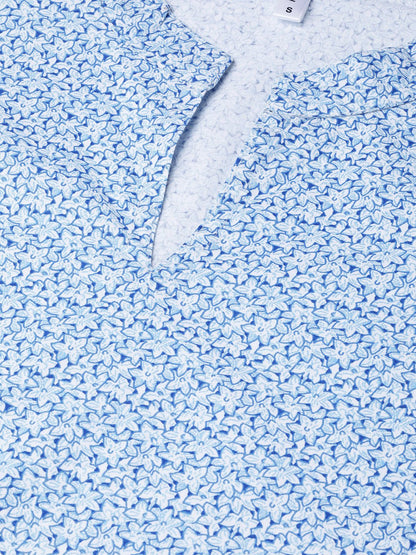 Women Blue & White Straight Floral Printed Kurta And Palazzos Set | LASVINI - Redefining Indian Fashion with Elegance