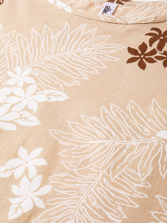 Women Beige & Off White Straight Floral Printed Kurta And Palazzos Set | LASVINI - Redefining Indian Fashion with Elegance