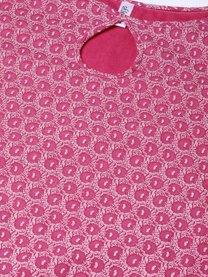 Women Pink & White Straight Floral Printed Kurta And Skirt Set | LASVINI - Redefining Indian Fashion with Elegance