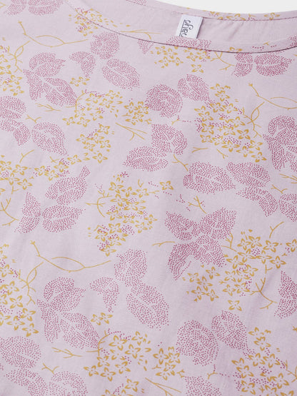 Women Mauve & Pink Straight Floral Printed Kurta And Skirt Set | LASVINI - Redefining Indian Fashion with Elegance