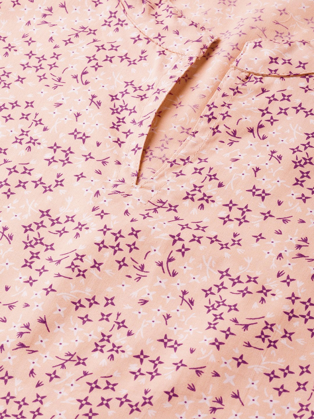 Women Peach & Purple Straight Floral Printed Kurta And Skirt Set | LASVINI - Redefining Indian Fashion with Elegance