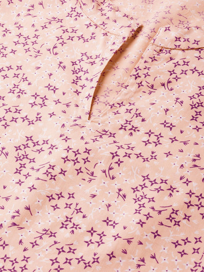 Women Peach & Purple Straight Floral Printed Kurta And Skirt Set | LASVINI - Redefining Indian Fashion with Elegance