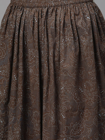 Women Peach & Purple Straight Floral Printed Kurta And Skirt Set | LASVINI - Redefining Indian Fashion with Elegance