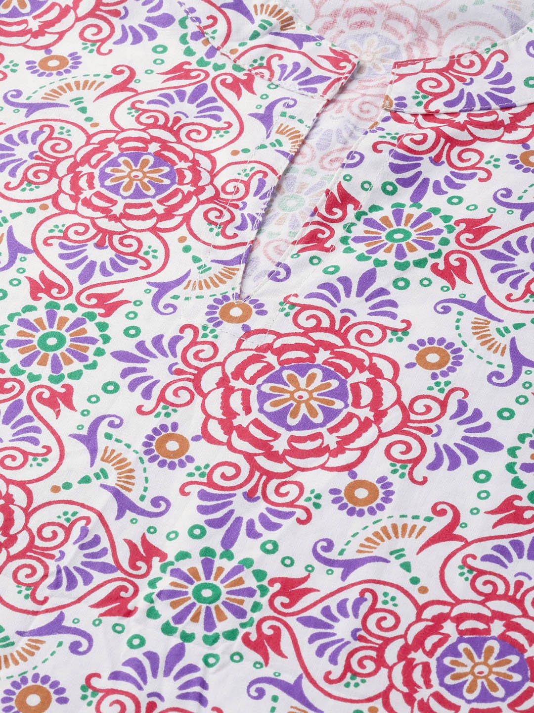 Women White & Red Straight Ethnic Motifs Printed Kurta And Skirt Set | LASVINI - Redefining Indian Fashion with Elegance