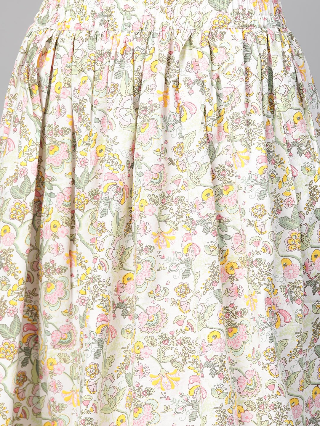 Women Green & Pink Straight Ethnic Motifs Printed Kurta And Skirt Set | LASVINI - Redefining Indian Fashion with Elegance