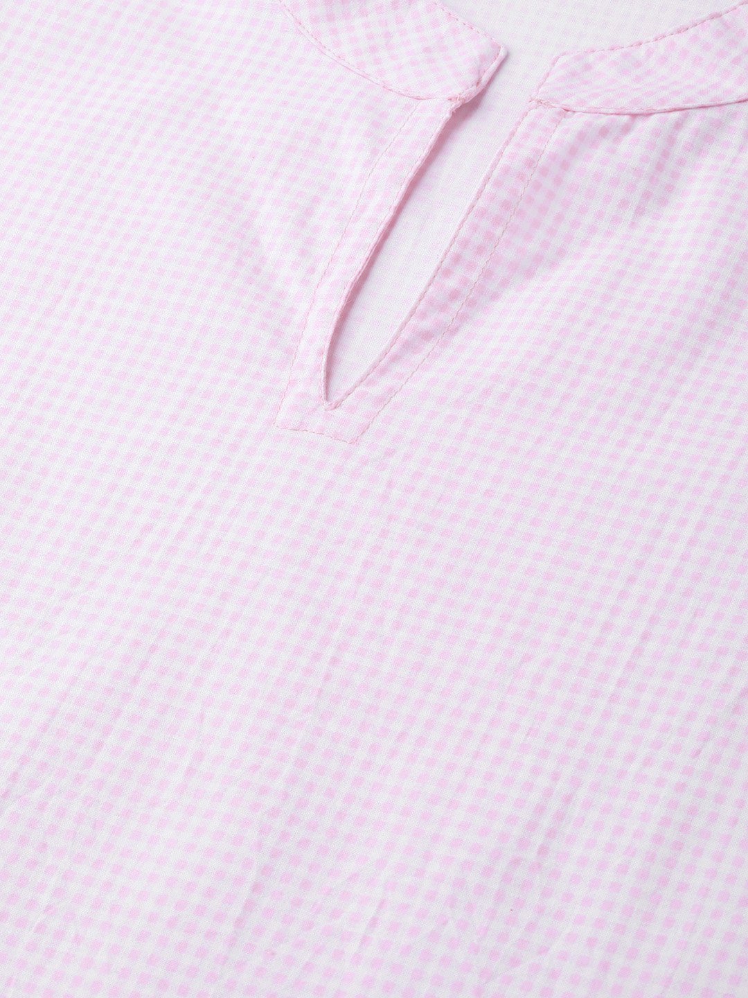 Women Pink & Red Straight Checked Printed Kurta And Skirt Set | LASVINI - Redefining Indian Fashion with Elegance